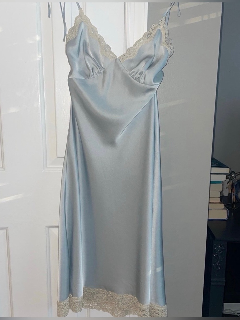 Aritzia Silk Slip Sundress with Lace Trim
